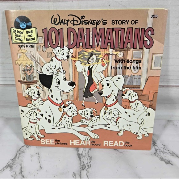 Walt Disney's Story Of 101 Dalmatians Book and Record - 33 1/3 RPM Vintage - Picture 1 of 9